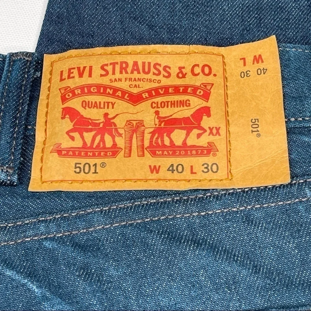 Levi’s Jeans Denim 501 Button Fly White Oak Cone Denim High Waist Straight Blue